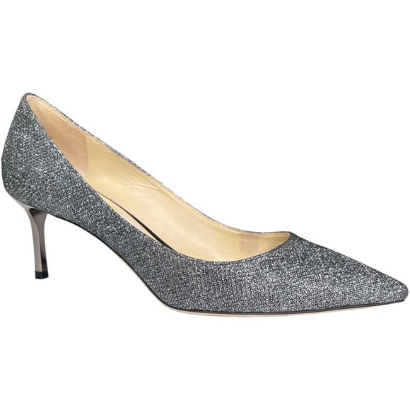 Jimmy Choo Romy Lame Glitter Pointed Toe Heel Pumps - Picture 2 of 10
